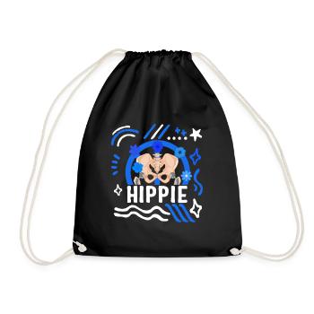 Hüft-OP-Shirt, Hippie Blumen-Tee, Bionic - Turnbeutel - Schwarz - Vorne