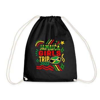 Jamaika Shirt, Jamaika Girls Trip 2022 Lippen Tee, - Turnbeutel - Schwarz - Vorne