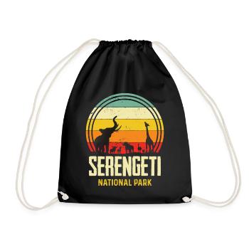 Serengeti Big Five Safari Souvenir Afrika National - Turnbeutel - Schwarz - Vorne