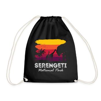 Serengeti Retro Nationalpark Afrika Giraffensafari - Turnbeutel - Schwarz - Vorne