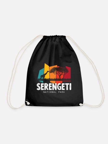 Serengeti-Safari-Nationalpark Afrika Savanne Giraf - Turnbeutel - Schwarz