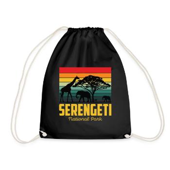 Serengeti Tansania Safari Africa National Park Big - Turnbeutel - Schwarz - Vorne