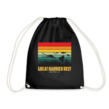 Coral Reef Australia Great Barrier Reef Diving - Drawstring Bag - black - Front