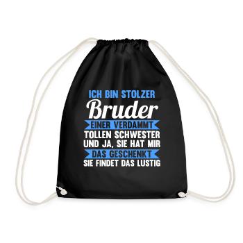 Geschwister Schwester Familie Brüder Bruder - Turnbeutel - Schwarz - Vorne