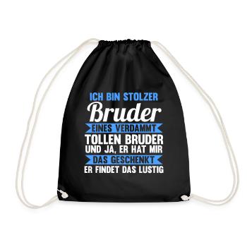 Geschwister Familie Brüder Bruder - Turnbeutel - Schwarz - Vorne