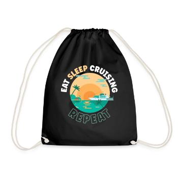 Vacances en bateau de croisière Manger dormir - Sac de sport léger - noir - Devant
