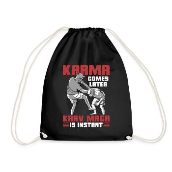 Krav Maga Karma Comes Later Combat Instant Fighter - Drawstring Bag - black - Front