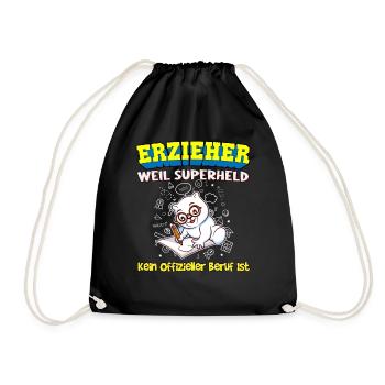 Erzieher Weil Superheld Kein Offizieller Beruf Ist - Turnbeutel - Schwarz - Vorne