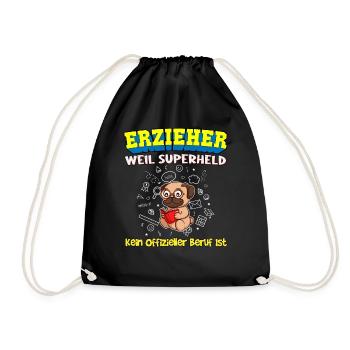 Erzieher Weil Superheld Kein Offizieller Beruf Ist - Turnbeutel - Schwarz - Vorne