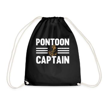 Pontoon Boat Captain with Boat Anchor - Pontoon Ca - Drawstring Bag - black - Front