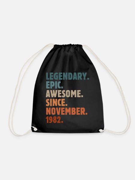 1982 November Jahrgang Geburtstag Geschenk - Turnbeutel - Schwarz