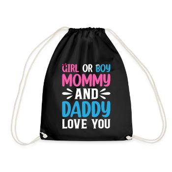 Fille ou garçon Maman et Papa T’aiment - Bébé Sexe - Sac de sport léger - noir - Devant