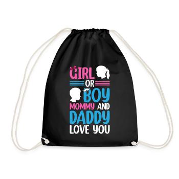 Baby Shower Bébé Sexe Fille Ou Garçon Maman Et Papa - Sac de sport léger - noir - Devant