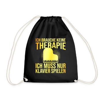 Klavier Therapie Spruch - Turnbeutel - Schwarz - Vorne