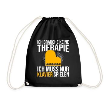 Klavier Therapie Spruch - Turnbeutel - Schwarz - Vorne