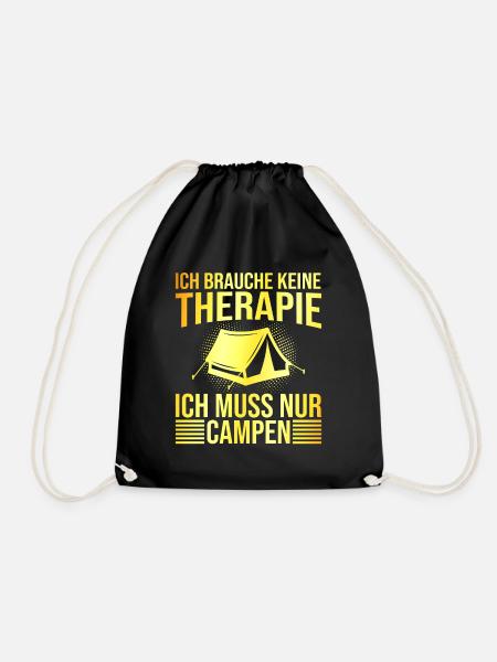 Campen Therapie Spruch - Turnbeutel - Schwarz