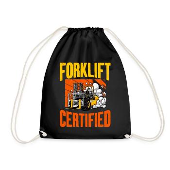 Forklift certified - Drawstring Bag - black - Front