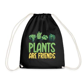 Plants are friends vegan vegetarian - Drawstring Bag - black - Front