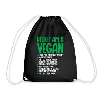 I am a vegan vegetarian - Drawstring Bag - black - Front