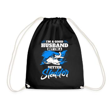 Snowmobiling Snow lovers Sledging - Drawstring Bag - black - Front