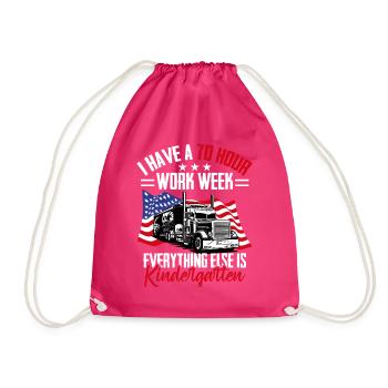 70 Stunden Arbeitswoche Patriotischer Trucker - Turnbeutel - Fuchsia - Vorne