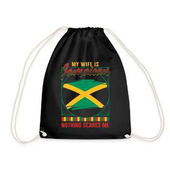 Chemise jamaïcaine, ma femme est un t-shirt drôle de drapeau jamaïcain - Sac de sport léger - noir - Devant