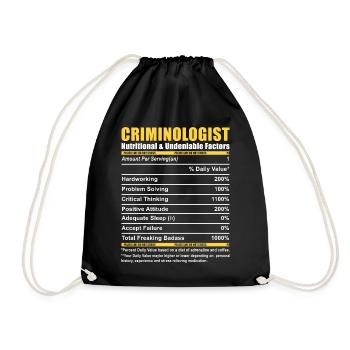 Criminologist Criminology Nutritional information - Drawstring Bag - black - Front