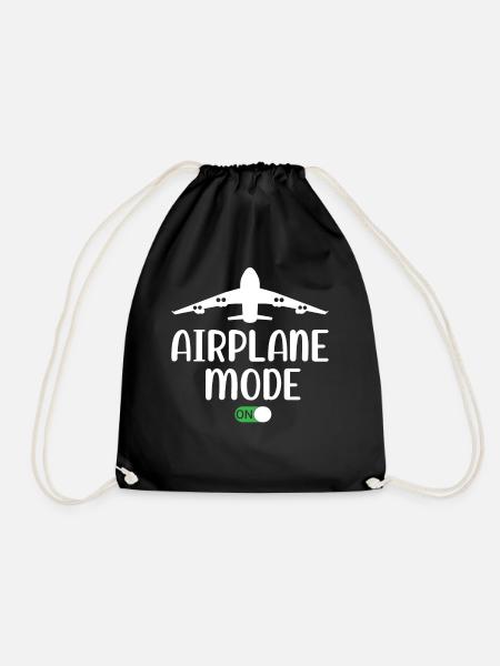 Airplane Mode On - Passenger Plane Airport Pilot - Turnbeutel - Schwarz