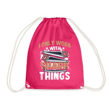 Chainsaw Carving Lumberjacks - Drawstring Bag - fuchsia - Front