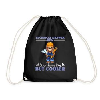 Technical Drawer Mom Like A Regualr Mom But Cooler - Turnbeutel - Schwarz - Vorne