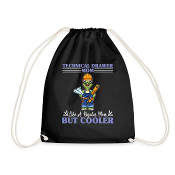 Technical Drawer Mom Like A Regualr Mom But Cooler - Turnbeutel - Schwarz - Vorne