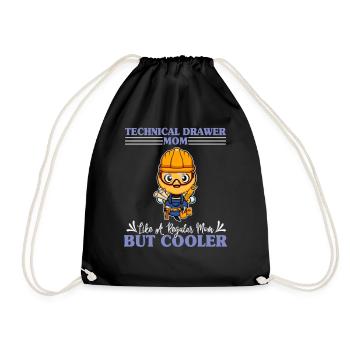 Technical Drawer Mom Like A Regualr Mom But Cooler - Turnbeutel - Schwarz - Vorne