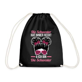 Geschwister Familie Schwestern Schwester - Turnbeutel - Schwarz - Vorne