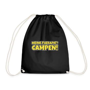 Campen Therapie Lustiger Spruch - Turnbeutel - Schwarz - Vorne