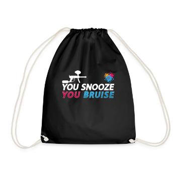 Paintball You Snooze You Splatter Paintball Player - Drawstring Bag - black - Front