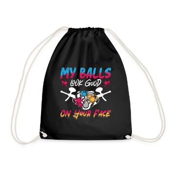 Paintball My Balls Look Splatter Paintball Player - Turnbeutel - Schwarz - Vorne