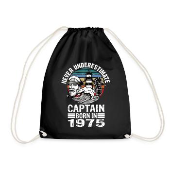 Never Underestimate Captain born in 1975 - Turnbeutel - Schwarz - Vorne