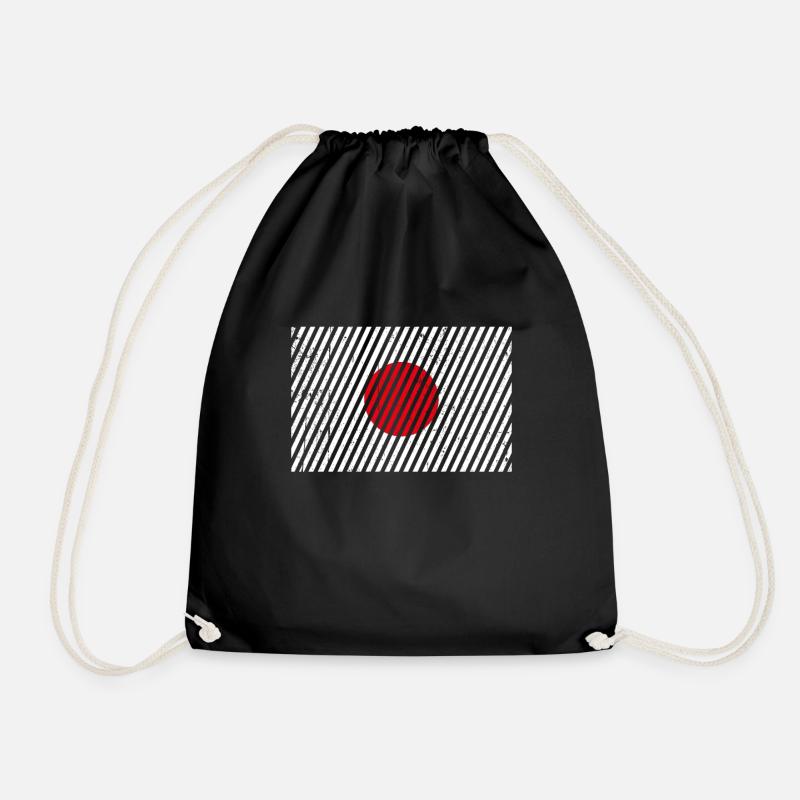 Japan Flag - Drawstring Bag - black