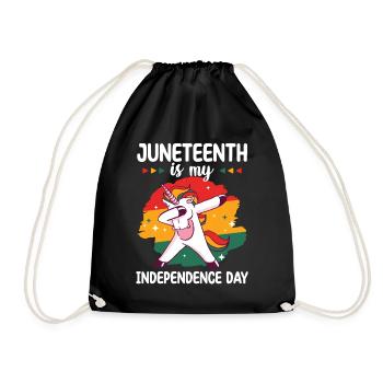Juneteenth is my independence day unicorn - Drawstring Bag - black - Front