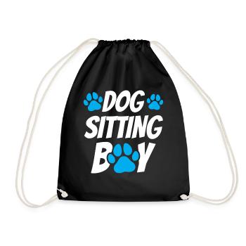 Dog Sitter Boy Dog Sitting Dog Sitting - Drawstring Bag - black - Front