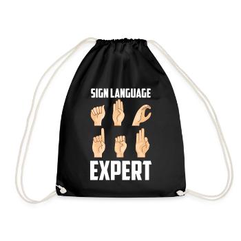 Gebärdensprache Experte Awareness Gebärden Gestik - Turnbeutel - Schwarz - Vorne