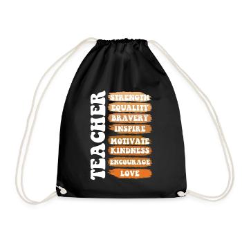 Teacher Strength Equality Pride Melanated - Drawstring Bag - black - Front
