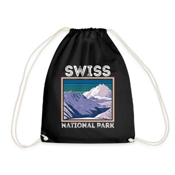 Nationalpark Souvenir Schweizer Alpen Schweiz Berg - Turnbeutel - Schwarz - Vorne