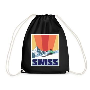 Nationalpark Schweizer Engadin Souvenir Alpen Schw - Turnbeutel - Schwarz - Vorne