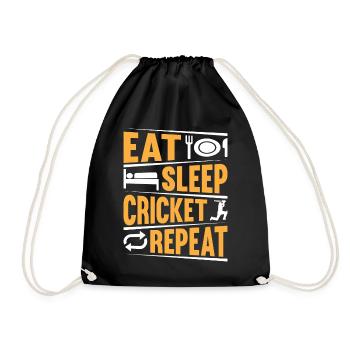 Eat Sleep Cricket Repeat - Playing Cricket Player - Turnbeutel - Schwarz - Vorne