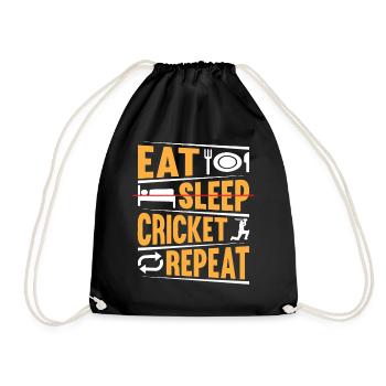 Eat Sleep Cricket Repeat - Playing Cricket Player - Turnbeutel - Schwarz - Vorne
