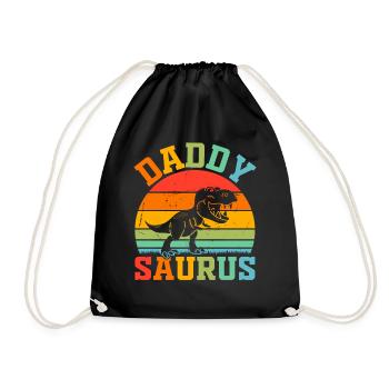 Papasaurus Dino Daddy Dinosaur Papa Dino - Dadd - Drawstring Bag - black - Front