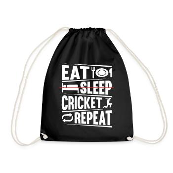 Cricketing Funny Cricket Player - Eat Sleep Cricke - Turnbeutel - Schwarz - Vorne