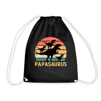 Papa Papa avec trois enfants - Papa Saurus Papa - Sac de sport léger - noir - Devant