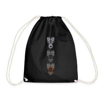 Red deer antlers with deer antlers - Drawstring Bag - black - Front